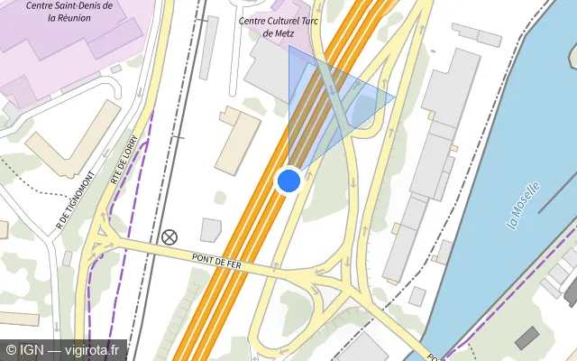 Vue plan de l'emplacement du radar fixe à Le Ban-Saint-Martin sur A 31 / E 21 / E 23 / Autoroute de Lorraine-Bourgogne