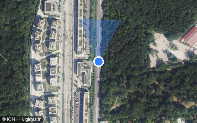 Vue satellite de l'emplacement du radar fixe à Le Pecq sur Rue Albert Priolet / N 184