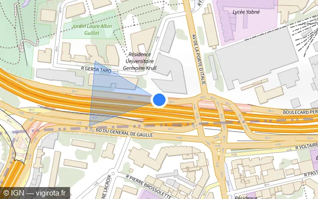Vue plan de l'emplacement du radar fixe à Le Kremlin-Bicêtre sur A 6b / E 15 / E 50 / Tunnel d'Italie / Voie DH/13