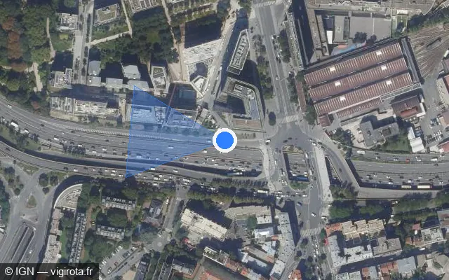 Vue satellite de l'emplacement du radar fixe à Le Kremlin-Bicêtre sur A 6b / E 15 / E 50 / Tunnel d'Italie / Voie DH/13