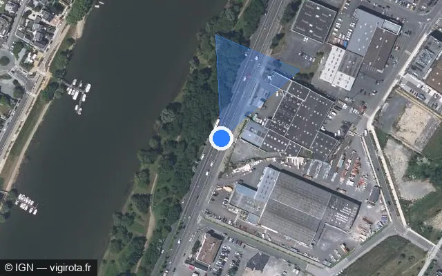 Vue satellite de l'emplacement du radar fixe à Angers sur D 323 / E 501 / Quai Félix Faure