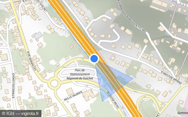 Vue plan de l'emplacement du radar fixe à Orsay sur N 118