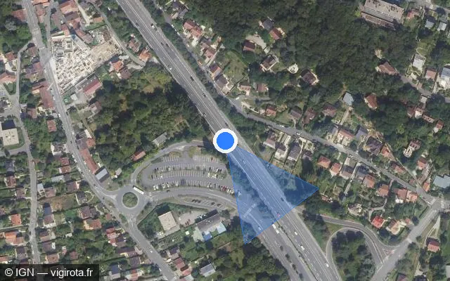 Vue satellite de l'emplacement du radar fixe à Orsay sur N 118