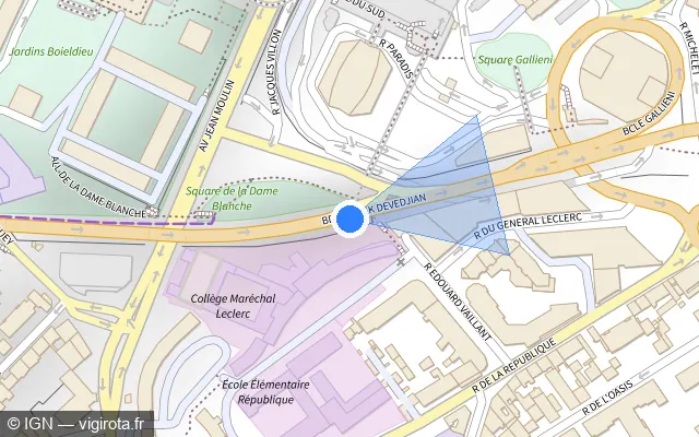 Vue plan de l'emplacement du radar fixe à Puteaux sur Boulevard Patrick Devedjian / D 993