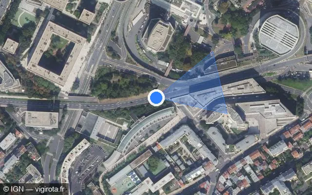 Vue satellite de l'emplacement du radar fixe à Puteaux sur Boulevard Patrick Devedjian / D 993
