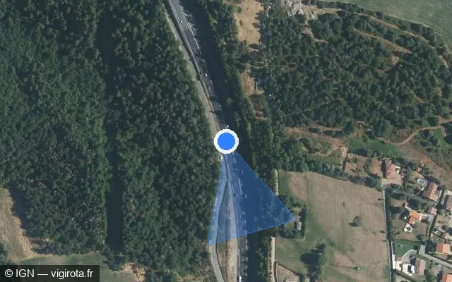 Vue satellite de l'emplacement du radar discriminant à Saint-Ferréol-d'Auroure sur N 88