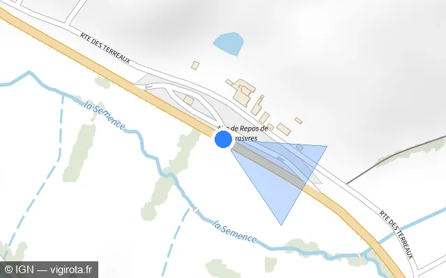Vue plan de l'emplacement du radar discriminant à Verosvres sur N 79 / E 62 / Route Centre-Europe Atlantique
