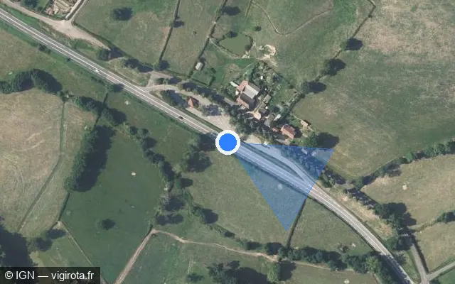 Vue satellite de l'emplacement du radar discriminant à Verosvres sur N 79 / E 62 / Route Centre-Europe Atlantique