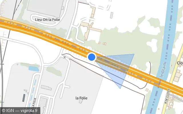 Vue plan de l'emplacement du radar discriminant à Buxerolles sur N 147 / E 62