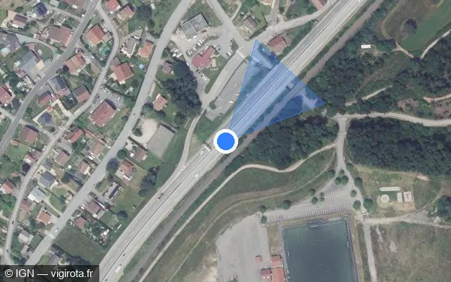 Vue satellite de l'emplacement du radar discriminant à Saint-Nabord sur N 57 / E 23