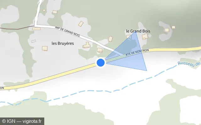 Vue plan de l'emplacement du radar discriminant à Saint-Romain-et-Saint-Clément sur Route de Nontron / D 707
