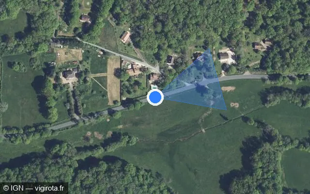 Vue satellite de l'emplacement du radar discriminant à Saint-Romain-et-Saint-Clément sur Route de Nontron / D 707
