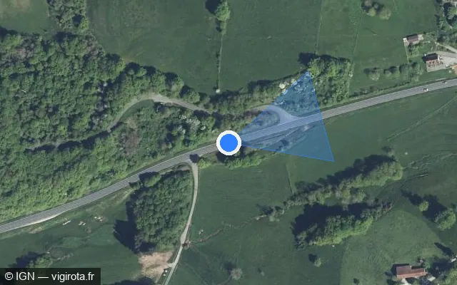 Vue satellite de l'emplacement du radar discriminant à Saint-Romain-et-Saint-Clément sur Route de Nontron / D 707