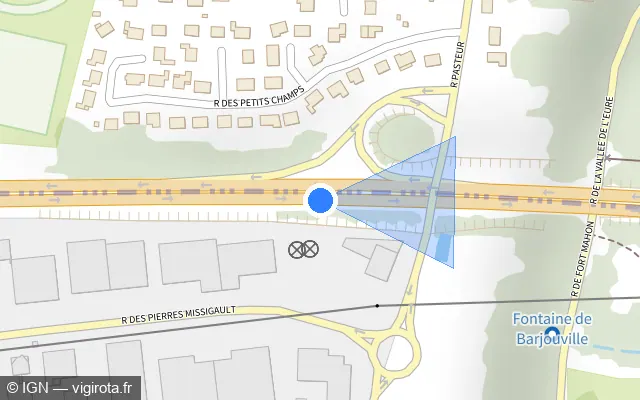 Vue plan de l'emplacement du radar discriminant à Luisant sur N 123