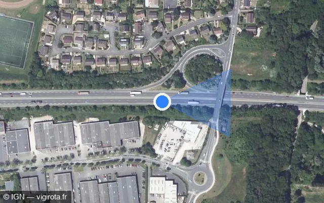 Vue satellite de l'emplacement du radar discriminant à Luisant sur N 123