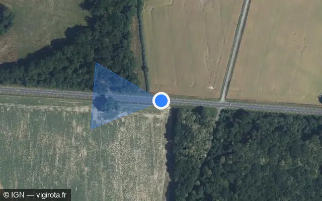 Vue satellite de l'emplacement du radar discriminant à Saint-Laurent-en-Gâtines sur D 766