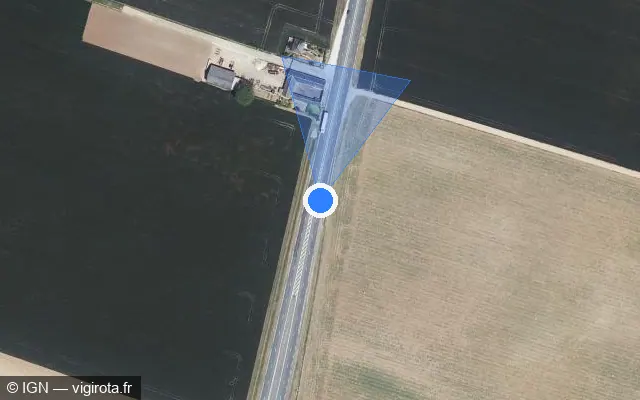 Vue satellite de l'emplacement du radar discriminant à Dambron sur D 2020