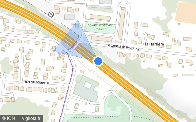 Vue plan de l'emplacement du radar discriminant à Fleury-les-Aubrais sur Tangentielle E / D 2060