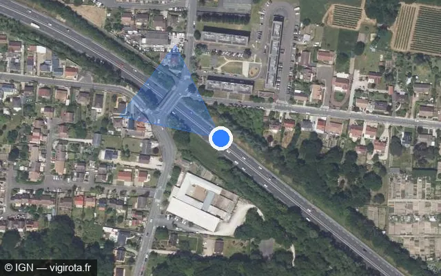 Vue satellite de l'emplacement du radar discriminant à Fleury-les-Aubrais sur Tangentielle E / D 2060