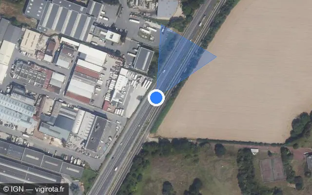 Vue satellite de l'emplacement du radar discriminant à Vaudherland sur Route de Paris à Senlis / D 317