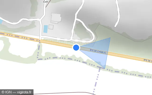 Vue plan de l'emplacement du radar discriminant à Augy sur N 65