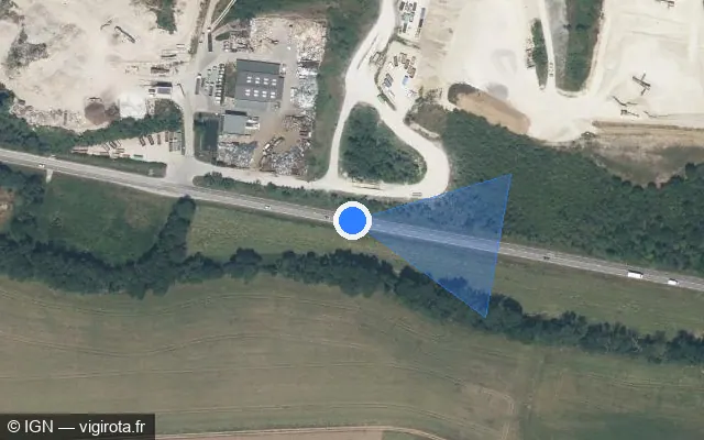 Vue satellite de l'emplacement du radar discriminant à Augy sur N 65