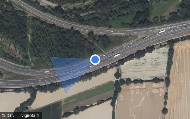 Vue satellite de l'emplacement du radar discriminant à Vaulx-en-Velin sur N 346 / E 15