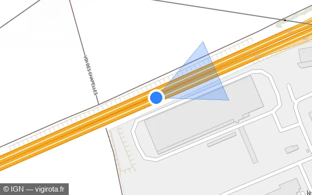 Vue plan de l'emplacement du radar discriminant à Lavau sur D 610