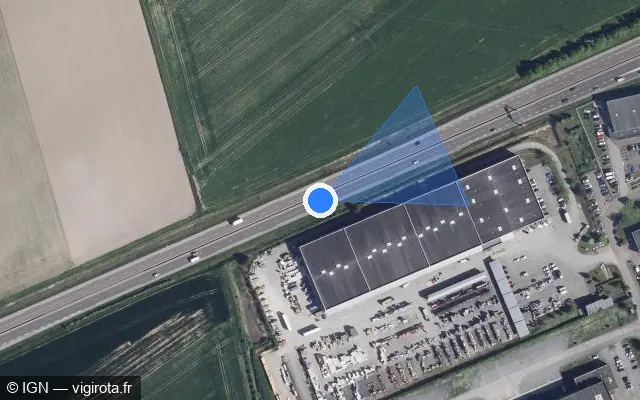 Vue satellite de l'emplacement du radar discriminant à Lavau sur D 610