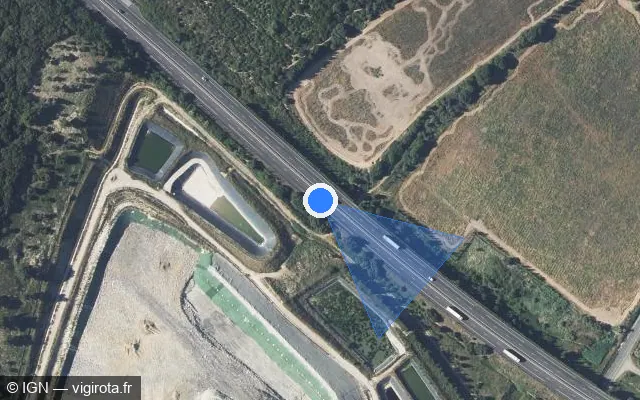 Vue satellite de l'emplacement du radar discriminant à Bellegarde sur A 54 / E 80 / La Camarguaise