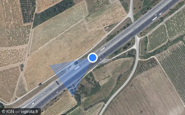 Vue satellite de l'emplacement du radar discriminant à Fournès sur A 9 / E 15 / La Languedocienne
