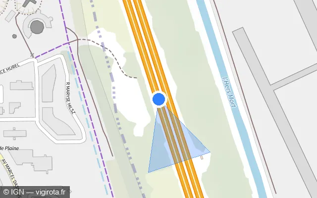 Vue plan de l'emplacement du radar discriminant à Balma sur A 61 / E 09 / Périphérique Intérieur - Autoroute des Deux Mers