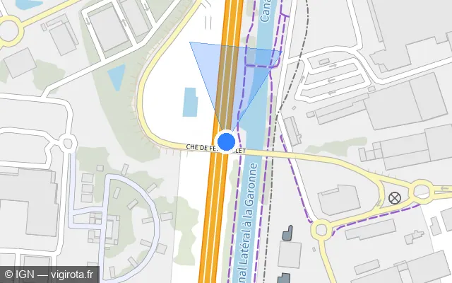 Vue plan de l'emplacement du radar discriminant à Blagnac sur A 620 / Périphérique Intérieur