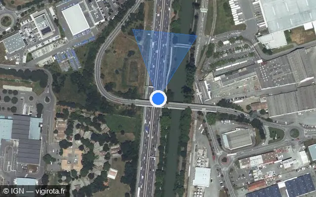 Vue satellite de l'emplacement du radar discriminant à Blagnac sur A 620 / Périphérique Intérieur