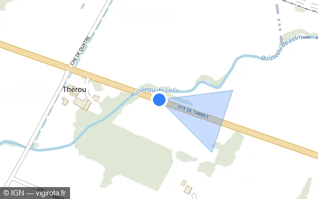 Vue plan de l'emplacement du radar discriminant à Gée-Rivière sur Route de Tarbes / D 935