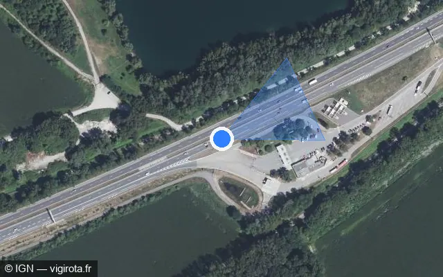 Vue satellite de l'emplacement du radar discriminant à Villard-Bonnot sur A 41 / E 712