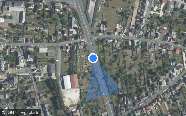 Vue satellite de l'emplacement du radar discriminant à Vendôme sur N 10