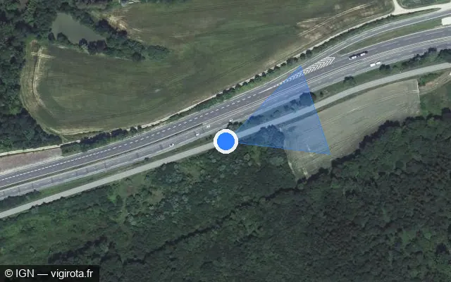 Vue satellite de l'emplacement du radar discriminant à Ancerville sur D 604