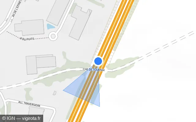 Vue plan de l'emplacement du radar discriminant à Templemars sur A 1 / E 17 / Autoroute du Nord