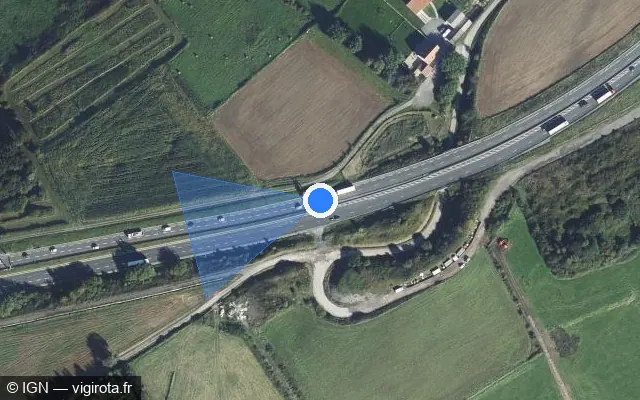 Vue satellite de l'emplacement du radar discriminant à Saint-Léonard sur N 416 / Rocade Sud de Boulogne