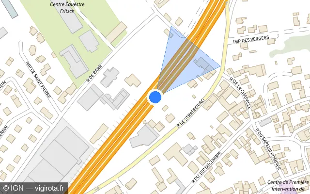 Vue plan de l'emplacement du radar discriminant à Sermersheim sur D 83