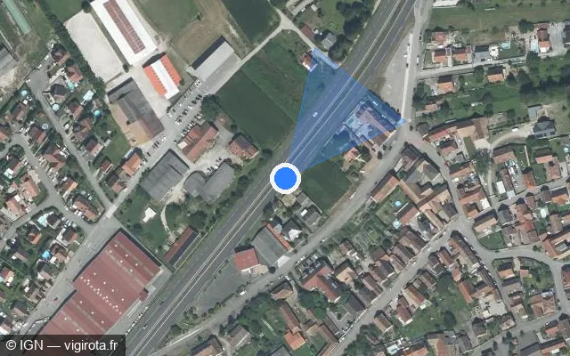 Vue satellite de l'emplacement du radar discriminant à Sermersheim sur D 83