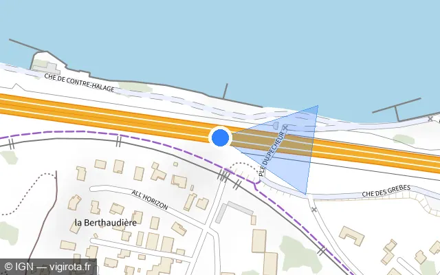Vue plan de l'emplacement du radar discriminant à Décines-Charpieu sur N 346 / E 15 / Rocade Est