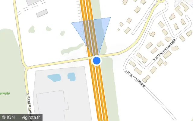 Vue plan de l'emplacement du radar discriminant à Sevrey sur A 6 / E 15 / E 21 / Autoroute du Soleil