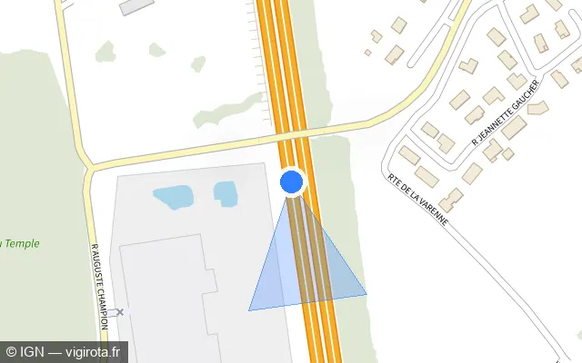 Vue plan de l'emplacement du radar discriminant à Sevrey sur A 6 / E 15 / E 21 / Autoroute du Soleil