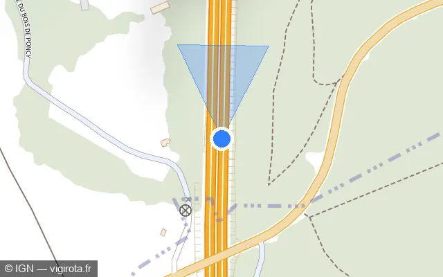 Vue plan de l'emplacement du radar discriminant à Aigremont sur A 13 / E 05 / Autoroute de Normandie