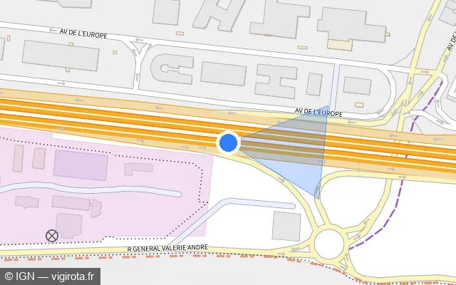 Vue plan de l'emplacement du radar discriminant à Vélizy-Villacoublay sur A 86