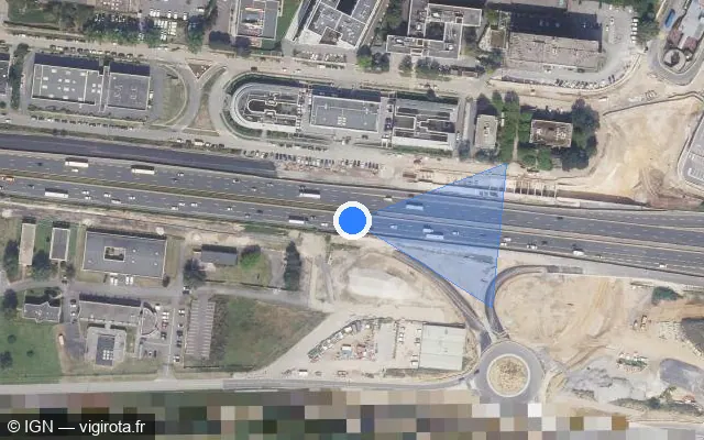 Vue satellite de l'emplacement du radar discriminant à Vélizy-Villacoublay sur A 86