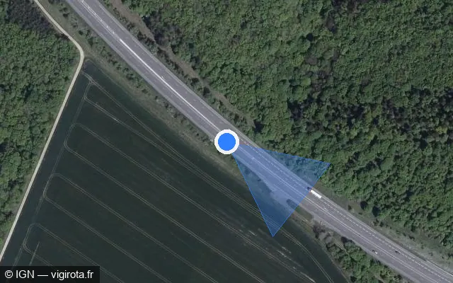 Vue satellite de l'emplacement du radar discriminant à Vitry-le-Croisé sur A 5 / E 17 / E 54