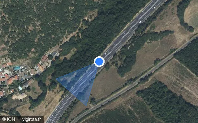Vue satellite de l'emplacement du radar discriminant à Grenier-Montgon sur A 75 / E 11 / La Méridienne